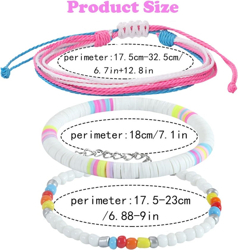 Mannikesi Beach Bracelet Set for Men and Women, Surfer Men Bracelet, Braided Boho Summer Bracelets Adjustable Men's Bracelet Handmade Women Bracelet String Rope Ankle Bracelets Birthday Gift - Image 2
